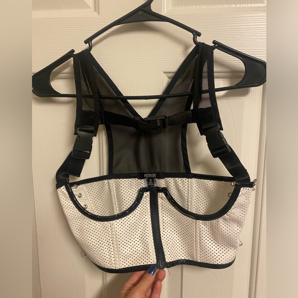 Poster Girl white black mesh underbust Harness rare